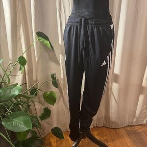 adidas Black Sweatpants with White Stripes
